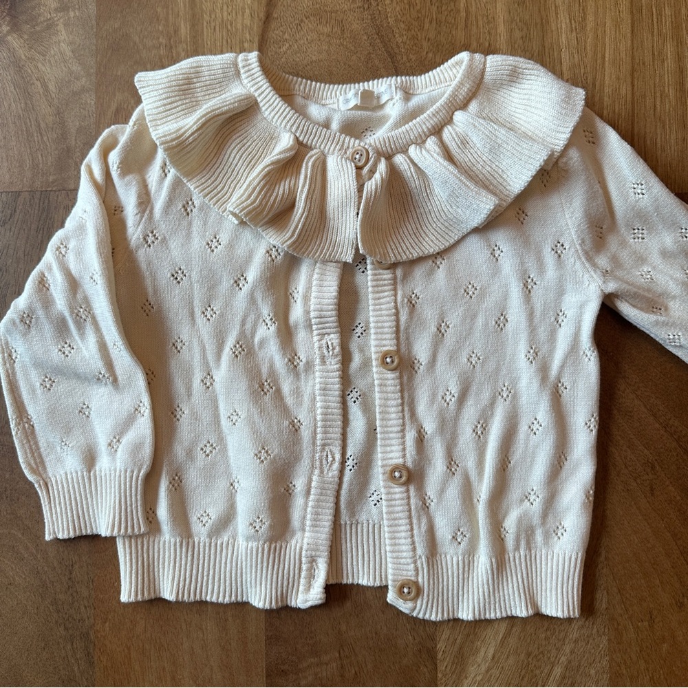 Grayson Collective 2T Cream Ruffled Knit Cardigan